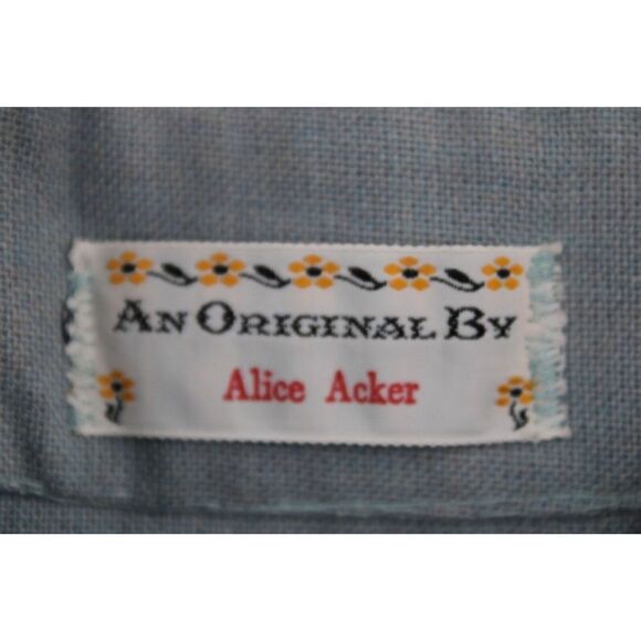 HANDMADE PRAIRIE DRESS PUFF SHOULDER PETERPAN COLLAR YOLK WAIST SIZE M BLUE LS - Picture 7 of 7